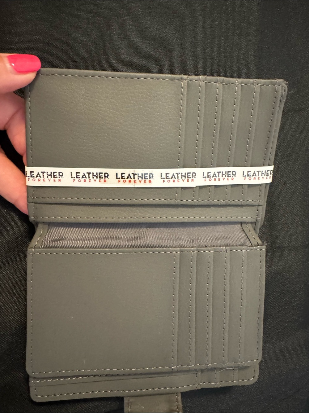 Gray Genuine Leather Wallet with Snap Closure - Picture 3 of 8